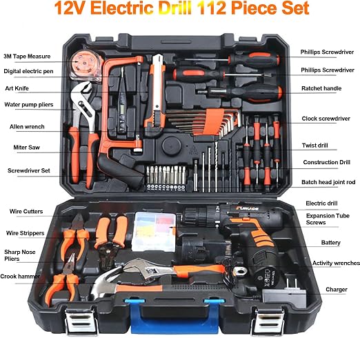 Cordless Drill Machine with 112 pieces