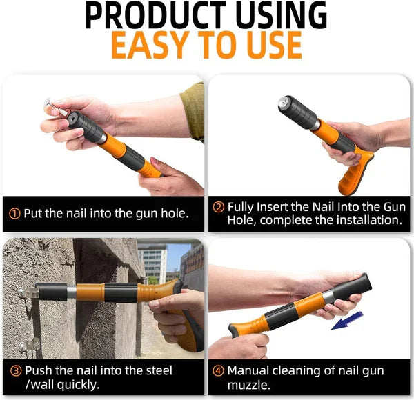 Manual Mini Nail Gun for Cement Wall | Low Noise Air Nailer Tool | Lightweight Wall Nail Machine | 10 PCS Nails