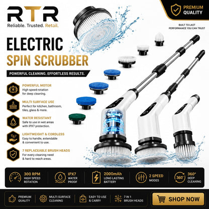 Electric Spin Scrubber &  8 Brush Heads