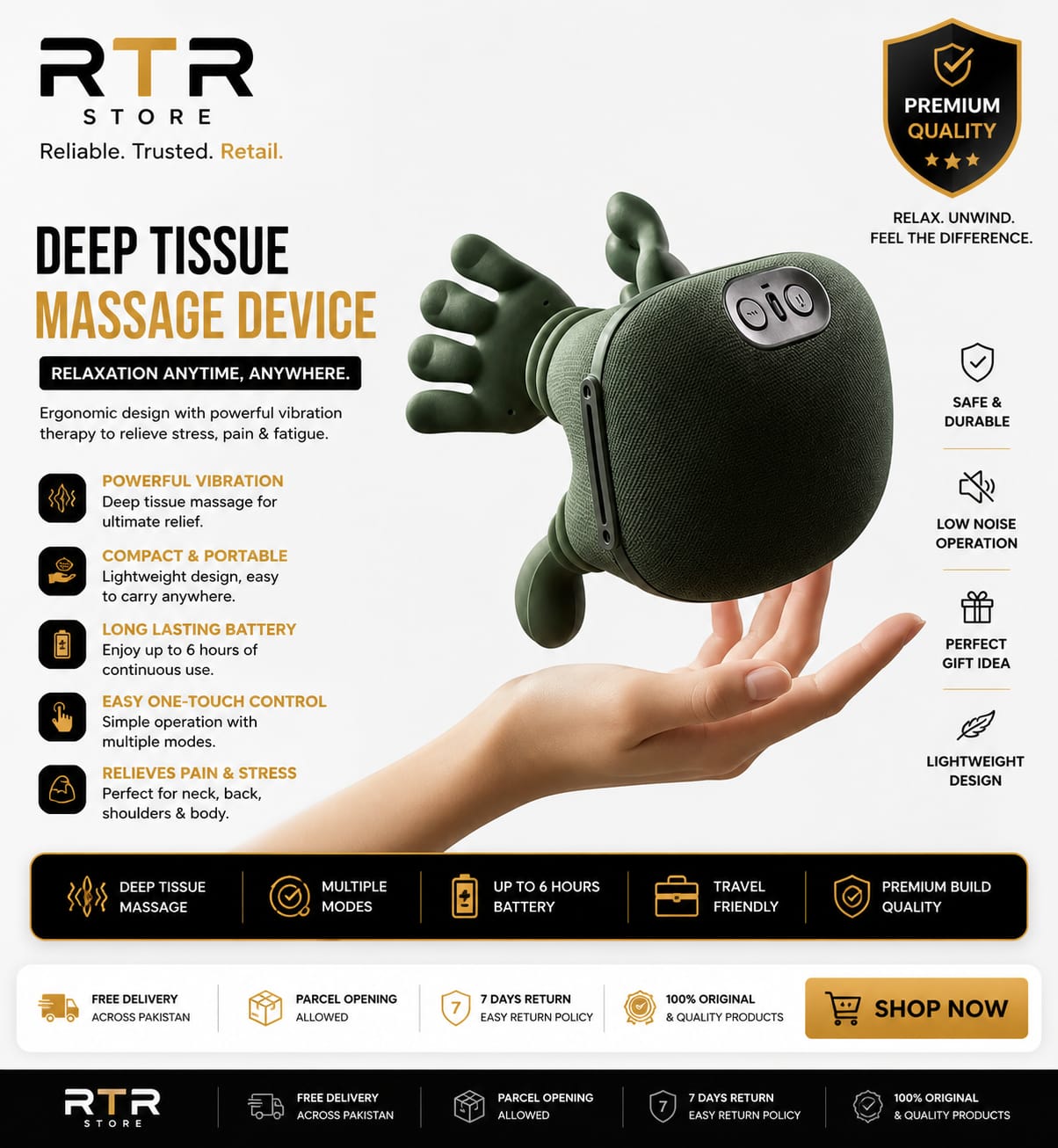 Rechargeable Deep Tissue Back & Shoulder Massager